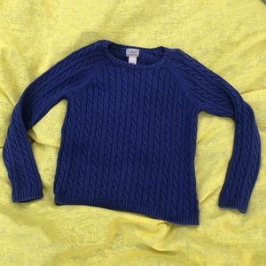 LL Bean Blue Sweater: cable knit cotton sweater, M